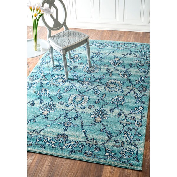 nuLOOM Modern Abstract Vintage Aqua Rug (5'3 x 7'9) 17071617