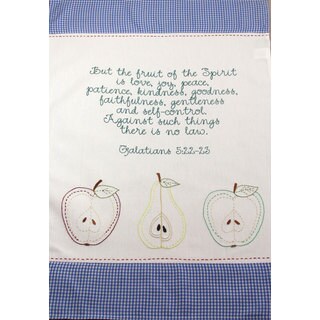 Set of 2 'Fruit of the Spirit' Embroidered Cotton Kitchen Towels (India)