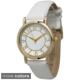 Olivia Pratt Women's Gold Dial Leather Strap Watch
