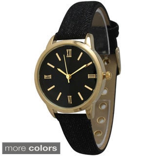 Olivia Pratt Women's Denim Leather Band Watch