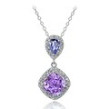 Glitzy Rocks Sterling Silver Amethyst and Tanzanite and White Topaz Drop Necklace