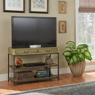 TRIBECCA HOME Sadie Industrial Rustic Open Shelf Drawers Media Console