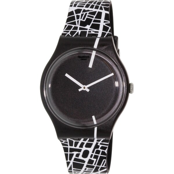 Swatch Men's Originals SUOB109 Black/White Silicone Swiss Quartz Watch