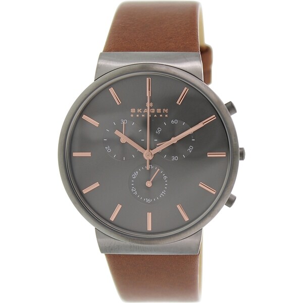Skagen Men's SKW6106 Ancher Chronograph Grey Dial Brown Leather Watch