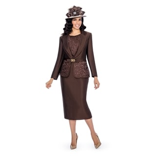 Giovanna Collection Women's Soft pink Laser-cut Embellished 3-piece Skit Suit