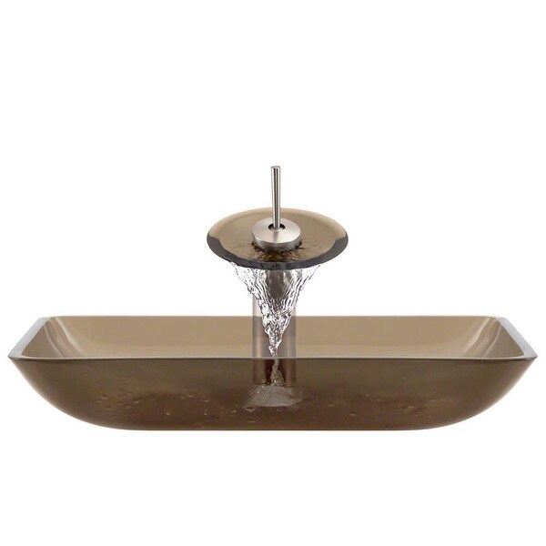 Mr Direct 640 Taupe Brushed Nickel Bathroom Sink and Faucet Ensemble