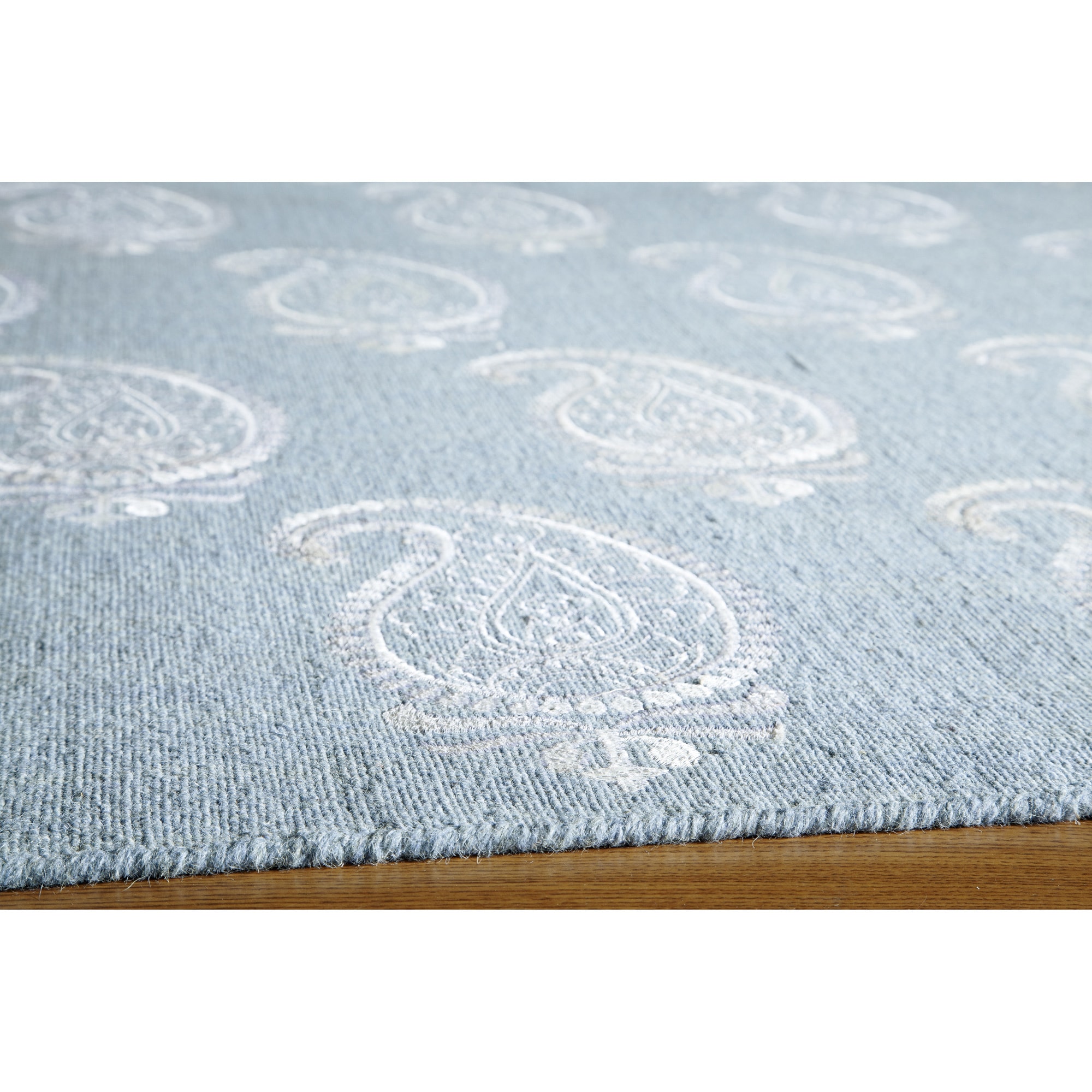 Needlepoint Paisley Flat Weave Reversible Wool Area Rug 5 x 8