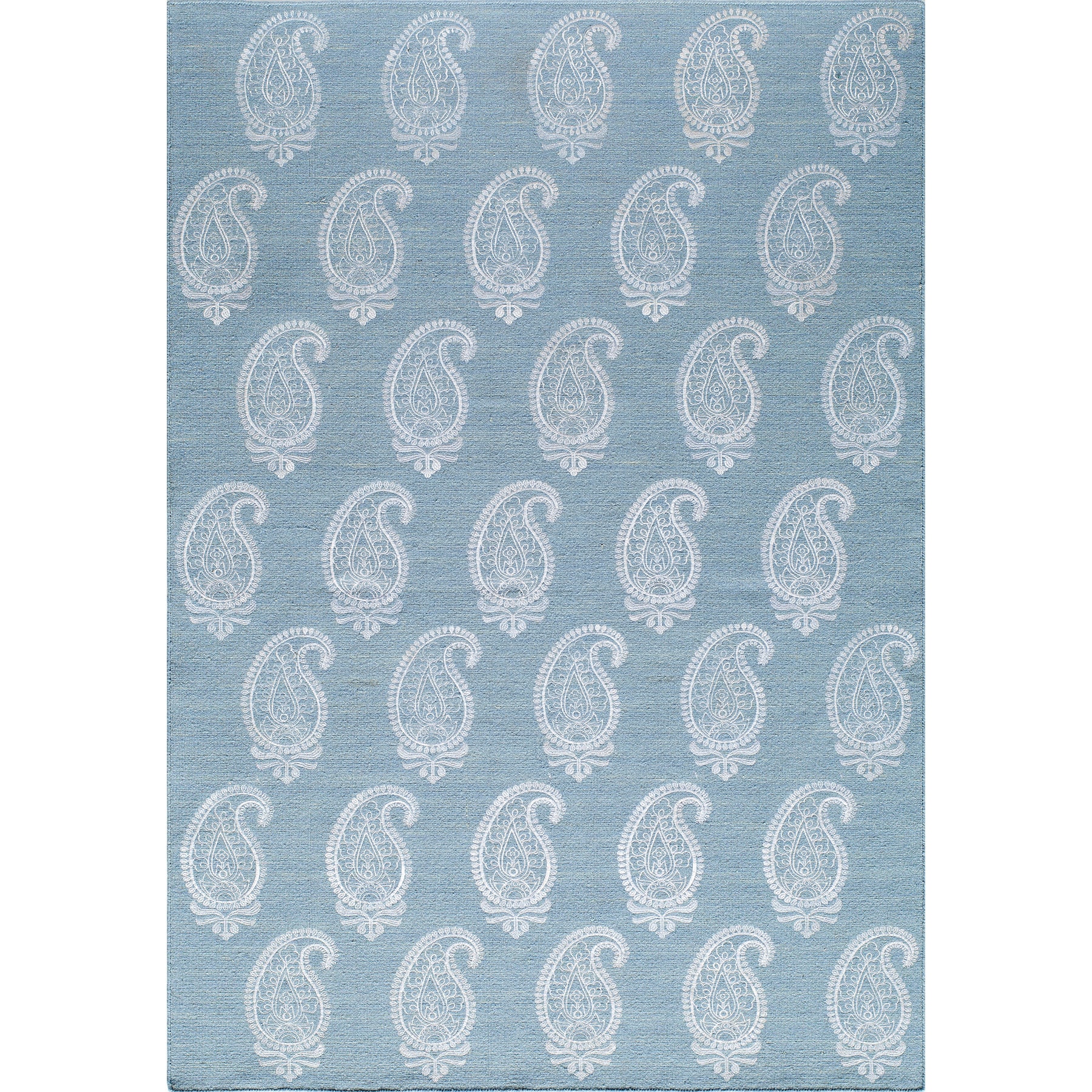 Needlepoint Paisley Flat Weave Reversible Wool Area Rug 5 x 8