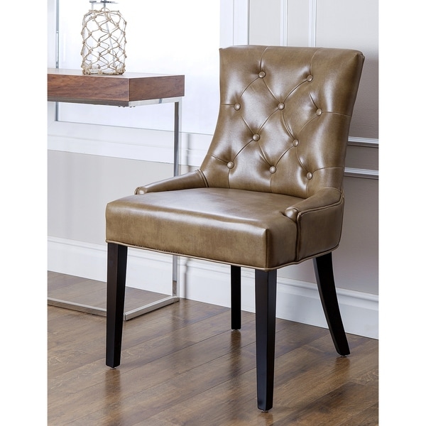 Abbyson Living Napa Brown Leather Tufted Dining Chair 17112328 Overstock Shopping Great