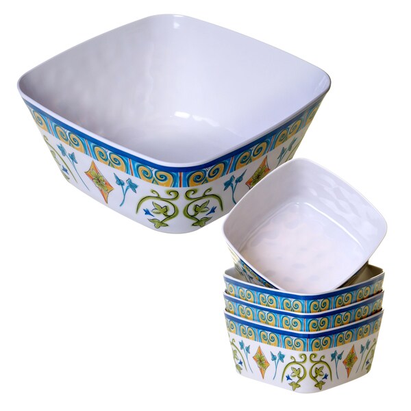 Certified International Tuscany Painted 5-piece Salad Serving Bowl Set