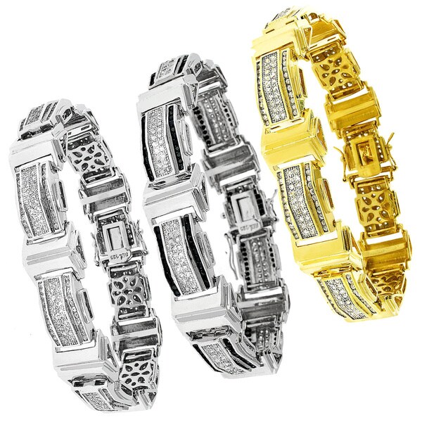 Sterling Silver Men's Cubic Zirconia Bracelet 17112990 Overstock