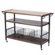 Baxton Studio Lancashire Rustic Industrial Vintage Look Wood and Metal Kitchen Cart with 3 Metal Baskets