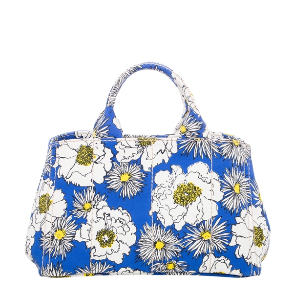 Prada Floral Printed Canvas Tote - 17115669 - Overstock.com ...