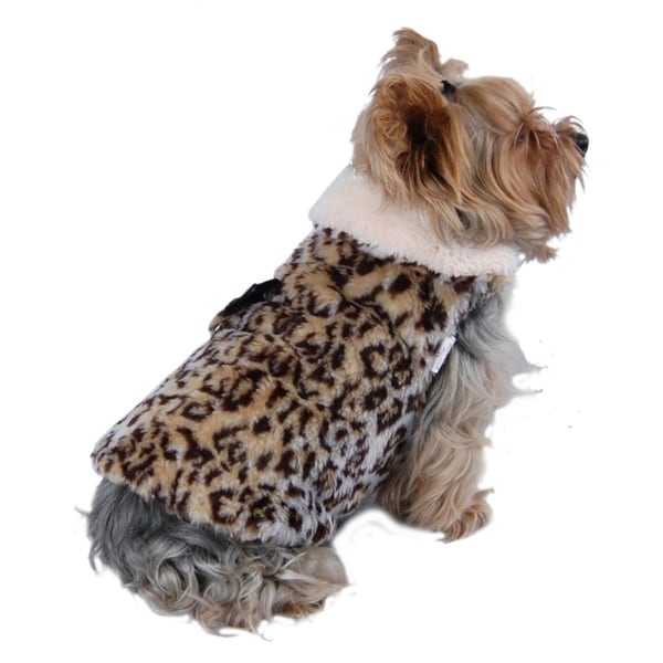 Insten Brown Pet Puppy Dog Plush Leopard Vest with Ultra Soft Fleece Lining
