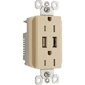 Pass & Seymour USB Charger with Duplex Decorator Tamper-Resistant Rec