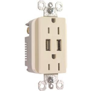 Pass & Seymour USB Charger with Duplex Decorator Tamper-Resistant Rec