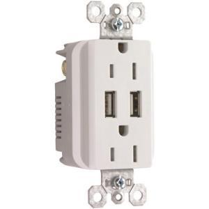 Pass & Seymour USB Charger with Duplex Decorator Tamper-Resistant Rec