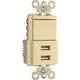 Pass & Seymour USB Charger with Single Pole/3-Way Switch, Ivory