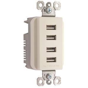 Pass & Seymour Quad USB Charger, Light Almond