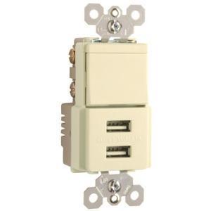 Pass & Seymour USB Charger with Single Pole/3-Way Switch, Light Almon