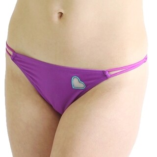 Prestige Biatta Purple Microfiber Thong with Cut-out Heart