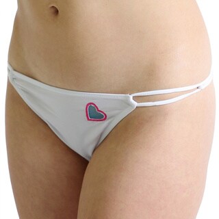 "Prestige Biatta" White Microfiber Thong with Cut out Heart