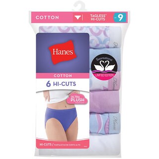 Hanes Women's No Ride Up Cotton Hi-Cut Panties 6-PK(Assorted)