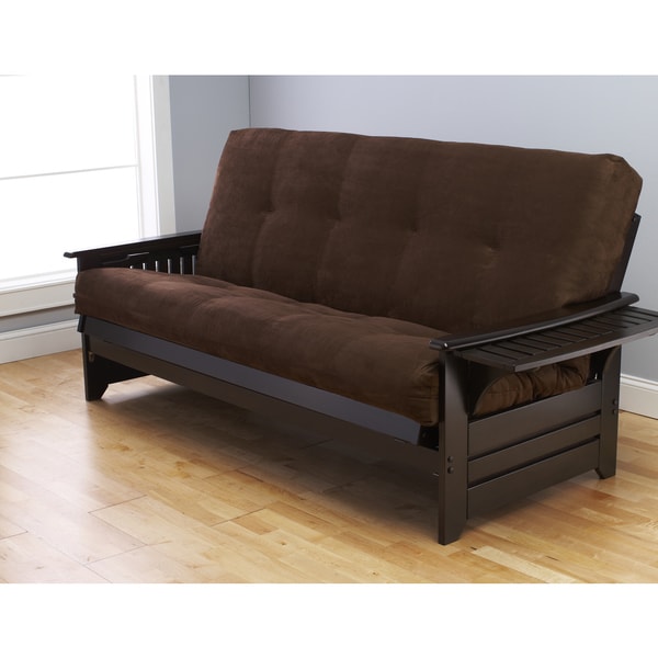 Somette Phoenix Queen Size Futon Sofa Bed with Espresso Hardwood Frame ...