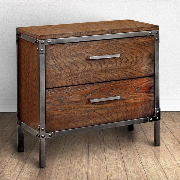 Furniture of America Anye Industrial Style 2Drawer Nightstand