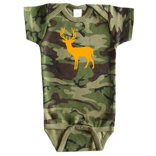 Rocket Bug Boy's Deer Silhouette and Camo Cotton Baby Bodysuit