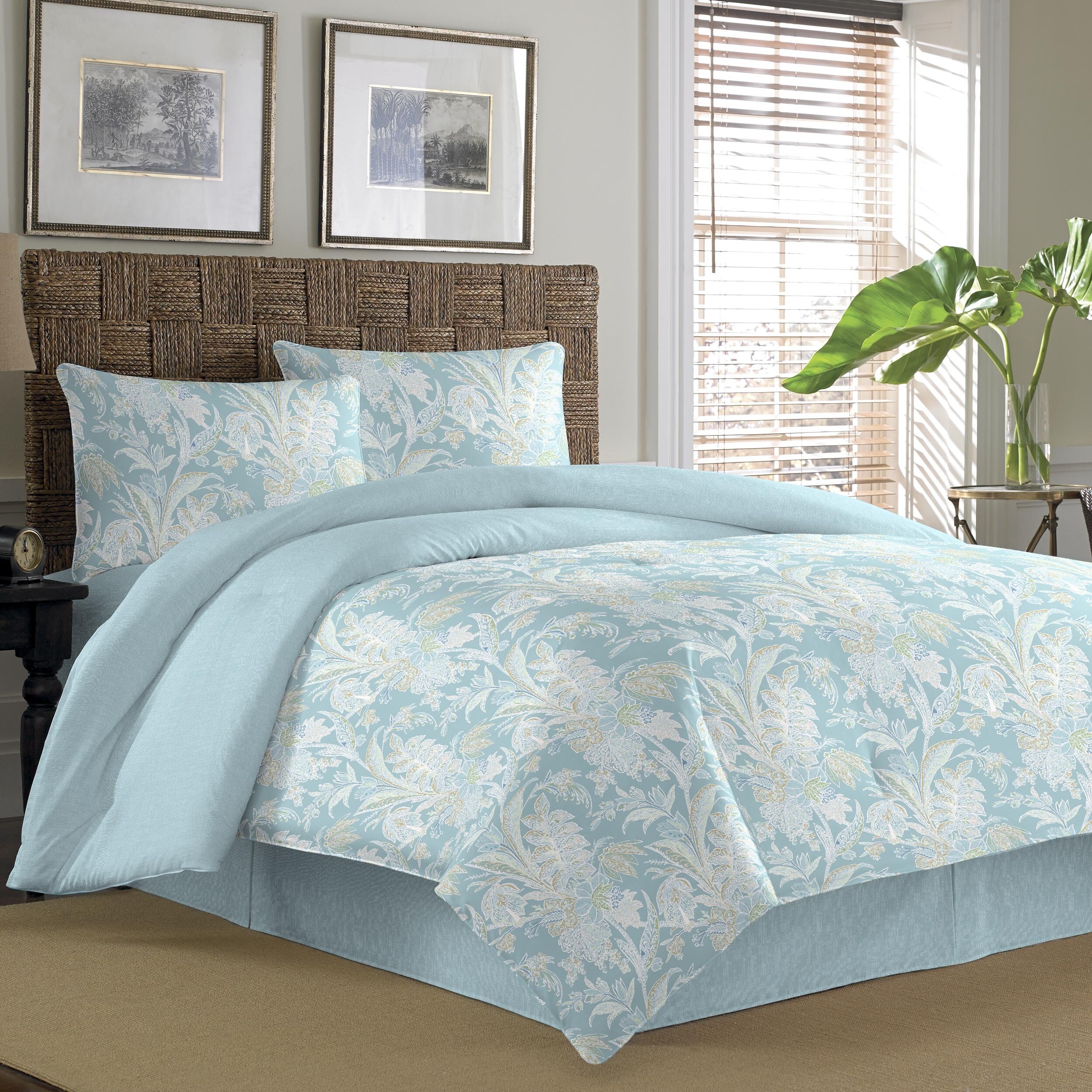 Tommy Bahama Tiki Bay Silver Blue Cotton 4piece Comforter Set