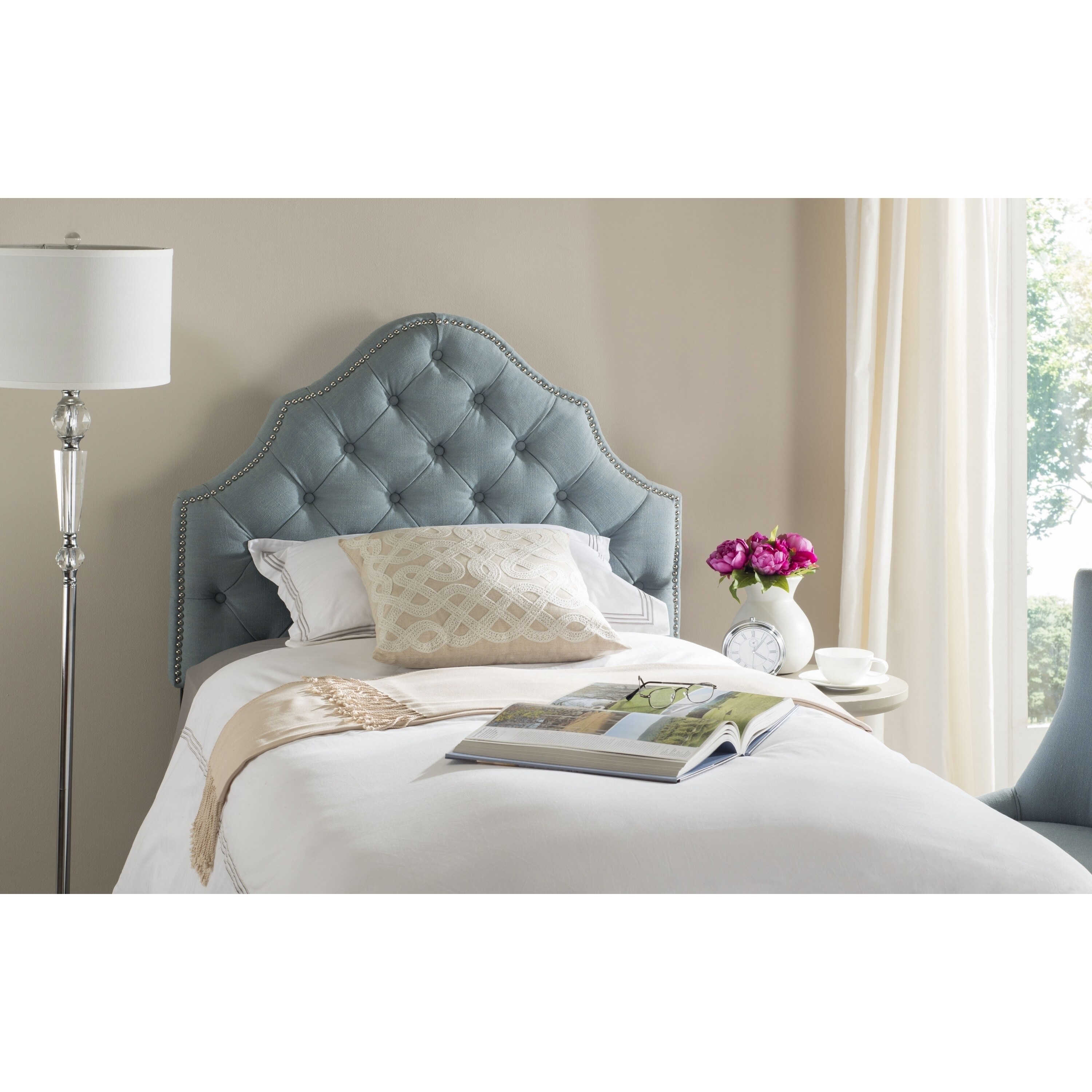 Safavieh Arebelle Sky Blue Tufted Headboard (Twin) - Overstock