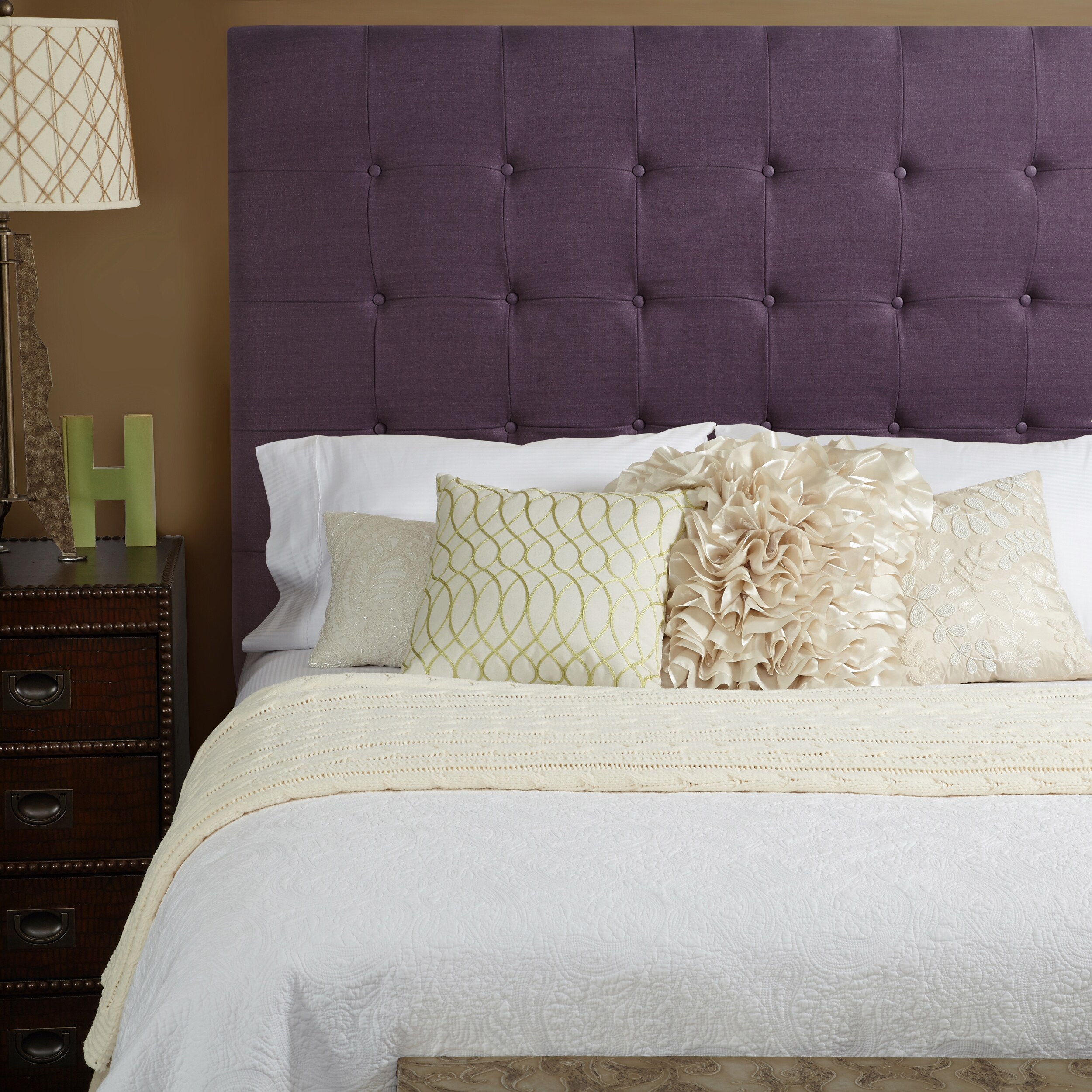 Humble + Haute Stratton Iris Purple Linen Tall Queen Tufted Upholstered Headboard Overstock