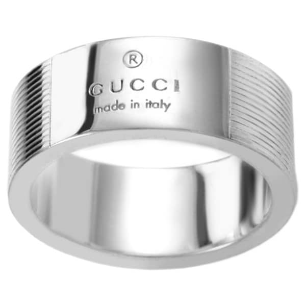 Gucci Sterling Silver Signature Band Ring - 17145321 - Overstock.com