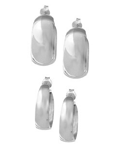Sterling Silver High Polish Hoop Earring Set