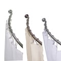 Adjustable Curved Shower Rod with Shower Liner and Hook Set