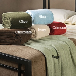 All Seasons Solid Microplush Knit Hem Edging Blanket