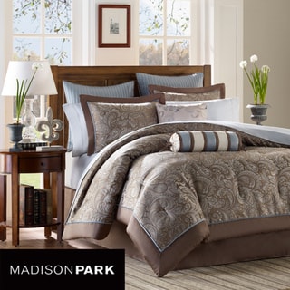 Madison Park Whitman Blue 12-piece King-size Bed in a Bag with Sheet Set
