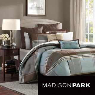 Madison Park Davenport Blue/ Brown 8-piece Comforter Set