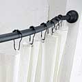 Curved Adjustable Shower Rod with Vinyl Shower Liner and Hooks Set by Elegant Home Fashions