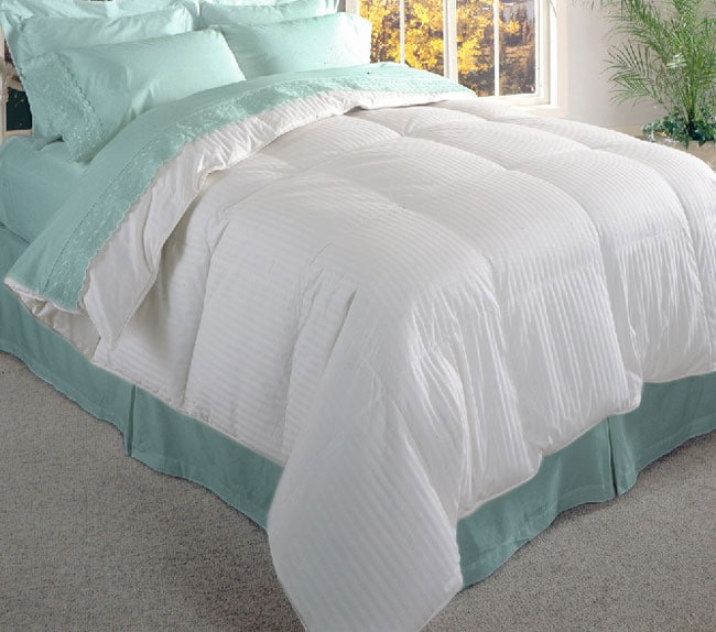 Damask Stripe 600 Thread Count Siberian White Down Comforter - 11316154 ...