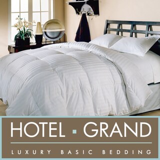 Hotel Grand Oversized 500 Thread Count Damask Stripe White Down Comforter