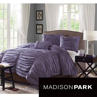 Madison Park 'Melrose' Plum 4-piece Duvet Cover Set
