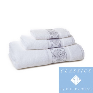 Eileen West White/ Silver Filigree 3-piece Towel Set