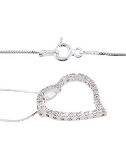 Tressa Sterling Silver CZ Floating Heart Necklace