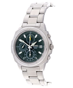 Seiko Men's Green Dial Steel Chronograph Watch