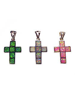 Sterling Silver and Opal Cross Pendant (Thailand)