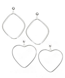 Sterling Silver Geometric Hoop Earring Set