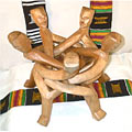 Carved Wood Five-head Unity Statue (Ghana)