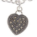 Sterling Silver Marcasite Heart Charm Bracelet